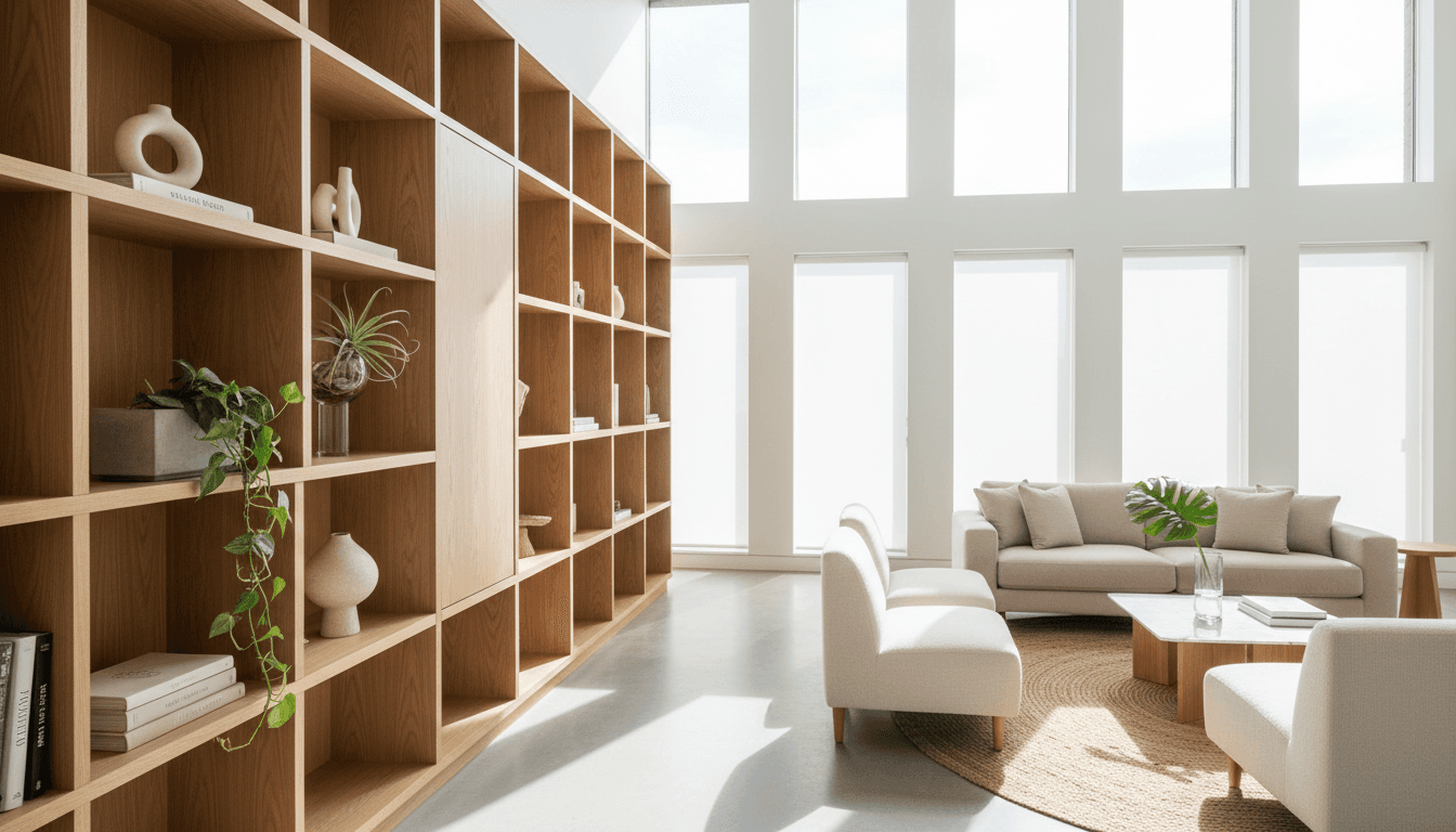 Custom built-in bookshelf in a home office