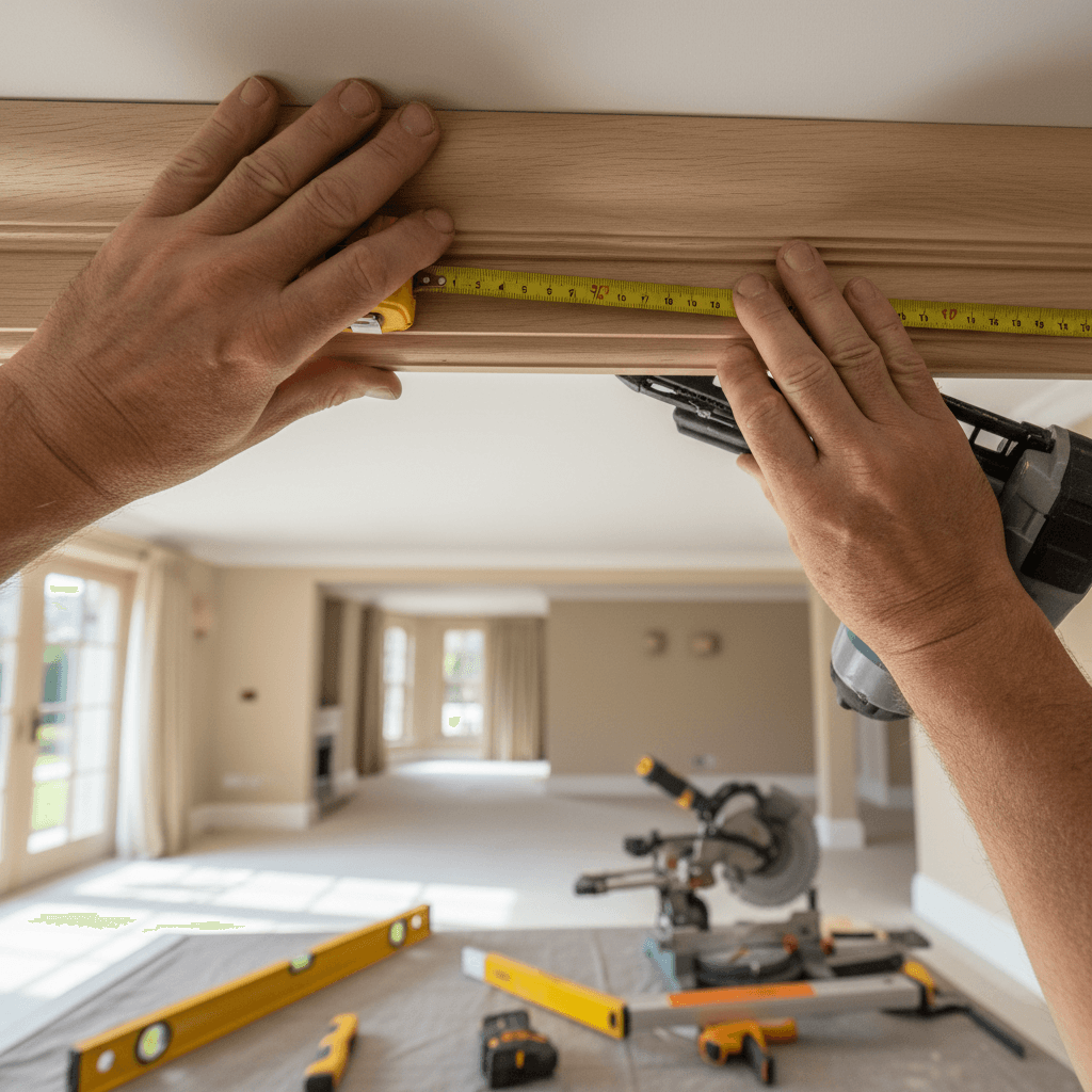 Crown molding in a renovated dining room